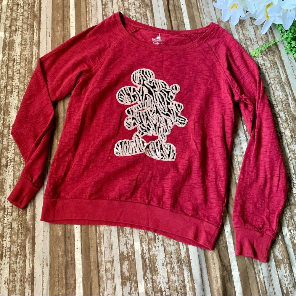 Sequin Mickey Mouse Long Sleeve Raglan Tee Disney
